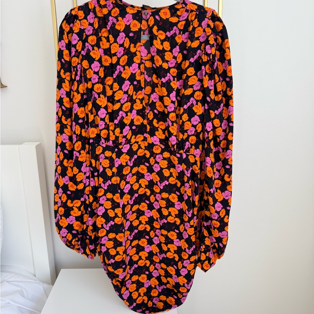 Magda Butrym Orange and Pink Floral Silk Dress
